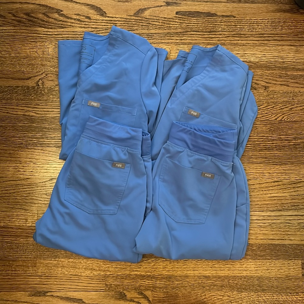 2 sets of ceil blue Figs scrubs